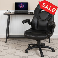 Flash Furniture CH-00095-BK-GG X10 Gaming Chair Racing Office Ergonomic Computer PC Adjustable Swivel Chair with Flip-up Arms, Black LeatherSoft